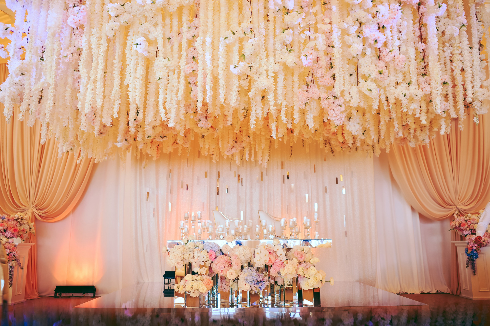 Wedding stage decoration with floral styling