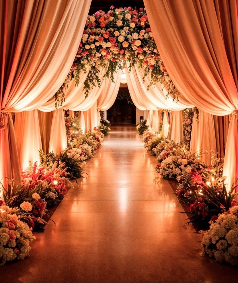 Corporate event stage and lighting setup
