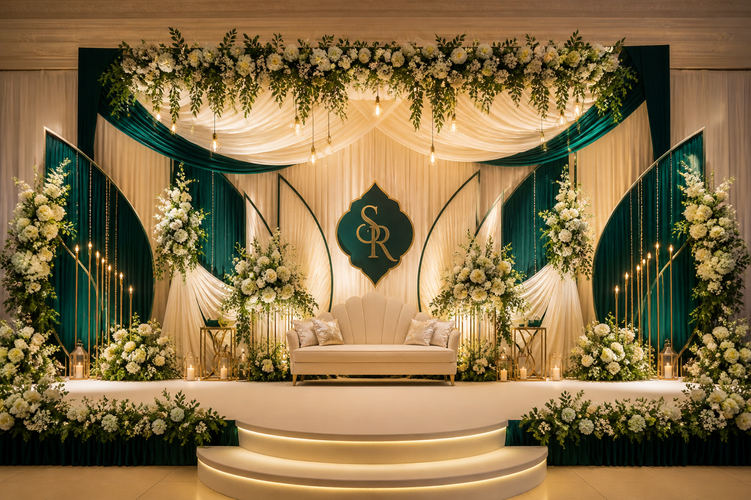 Dark green stage decoration design