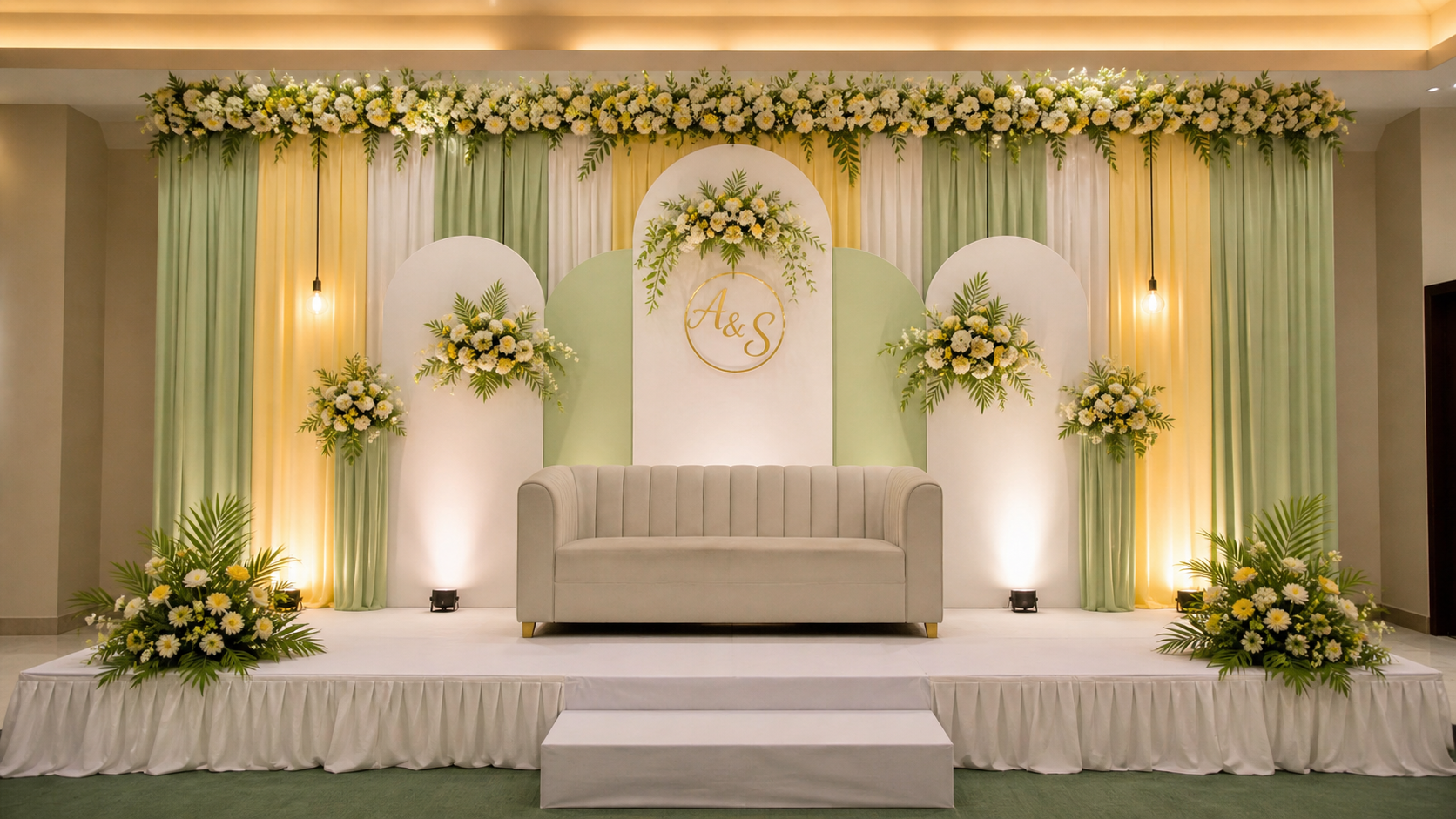 Green and yellow stage decoration design
